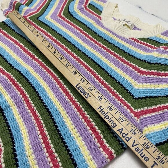 Vine & Love Kenzie Sweater Multicolored Stripes Scallop Neck Women's size Med - Picture 8 of 9